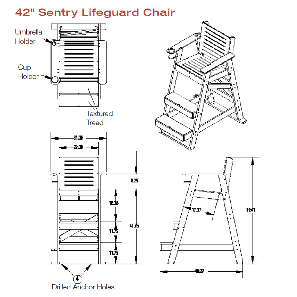 SENTRY LIFEGUARD CHAIR, 42"