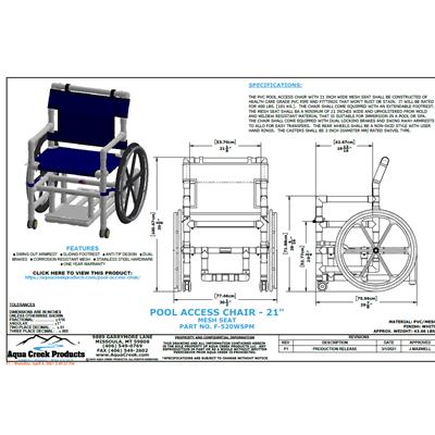 WHEELCHAIR WITH MESH SEAT (21")